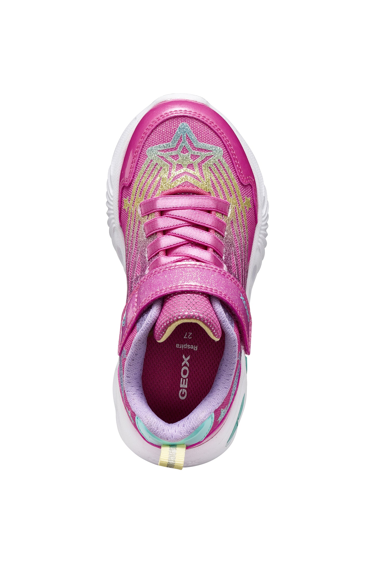 Geox Assister Girls Fuchsia Multi Lights Trainer