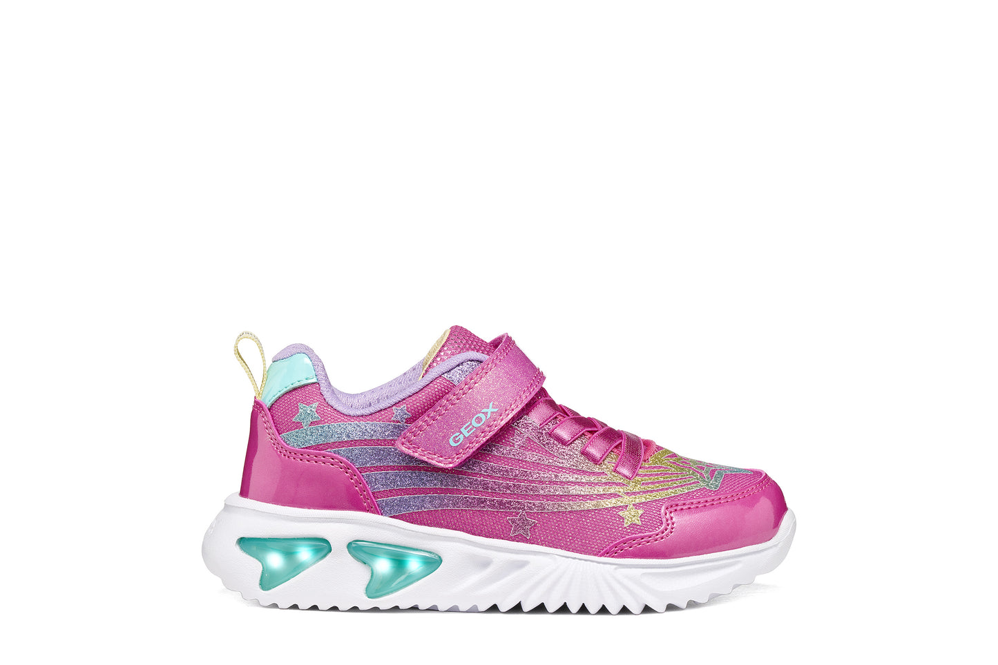 Geox Assister Girls Fuchsia Multi Lights Trainer