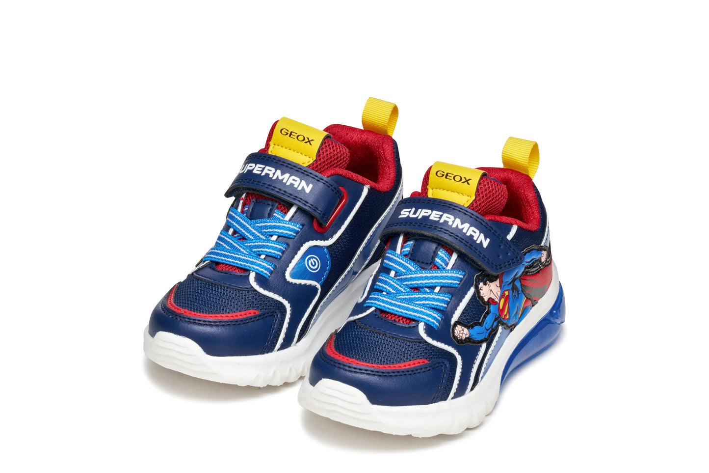 Geox Ciberdron Boys Blue Red Superman Lights Trainer