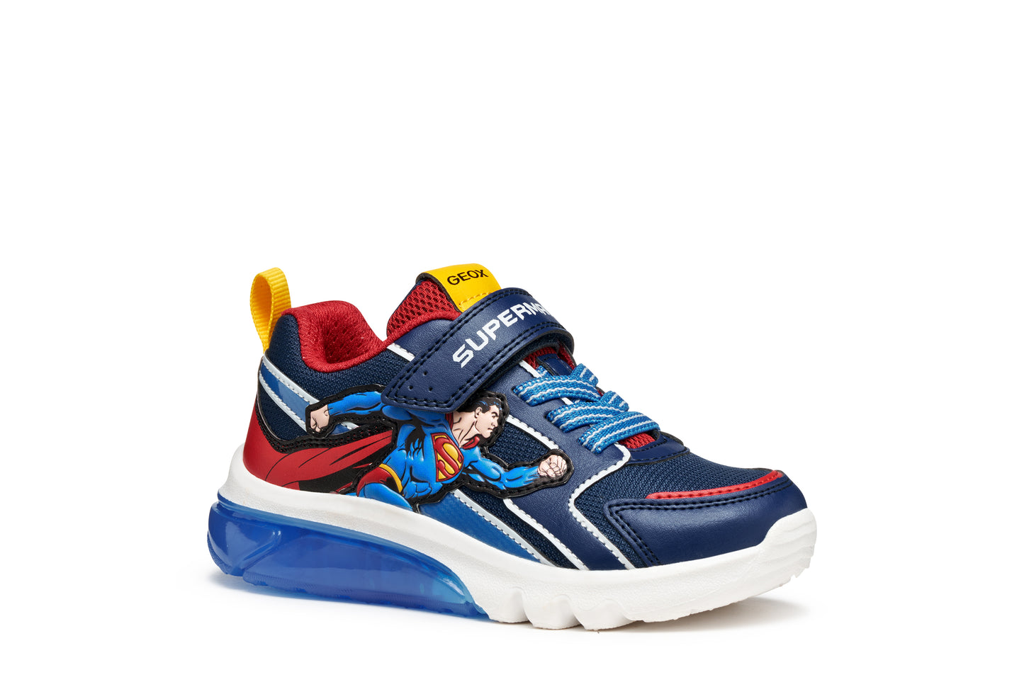 Geox Ciberdron Boys Blue Red Superman Lights Trainer