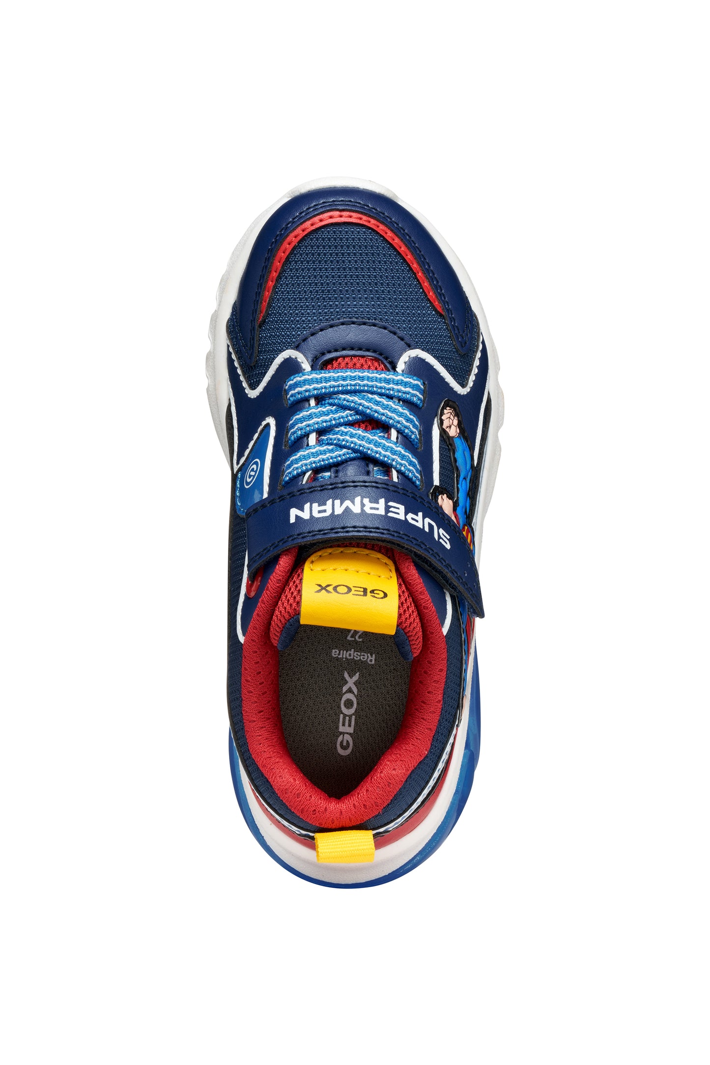 Geox Ciberdron Boys Blue Red Superman Lights Trainer