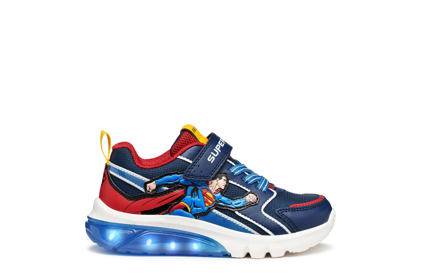 Geox Ciberdron Boys Blue Red Superman Lights Trainer
