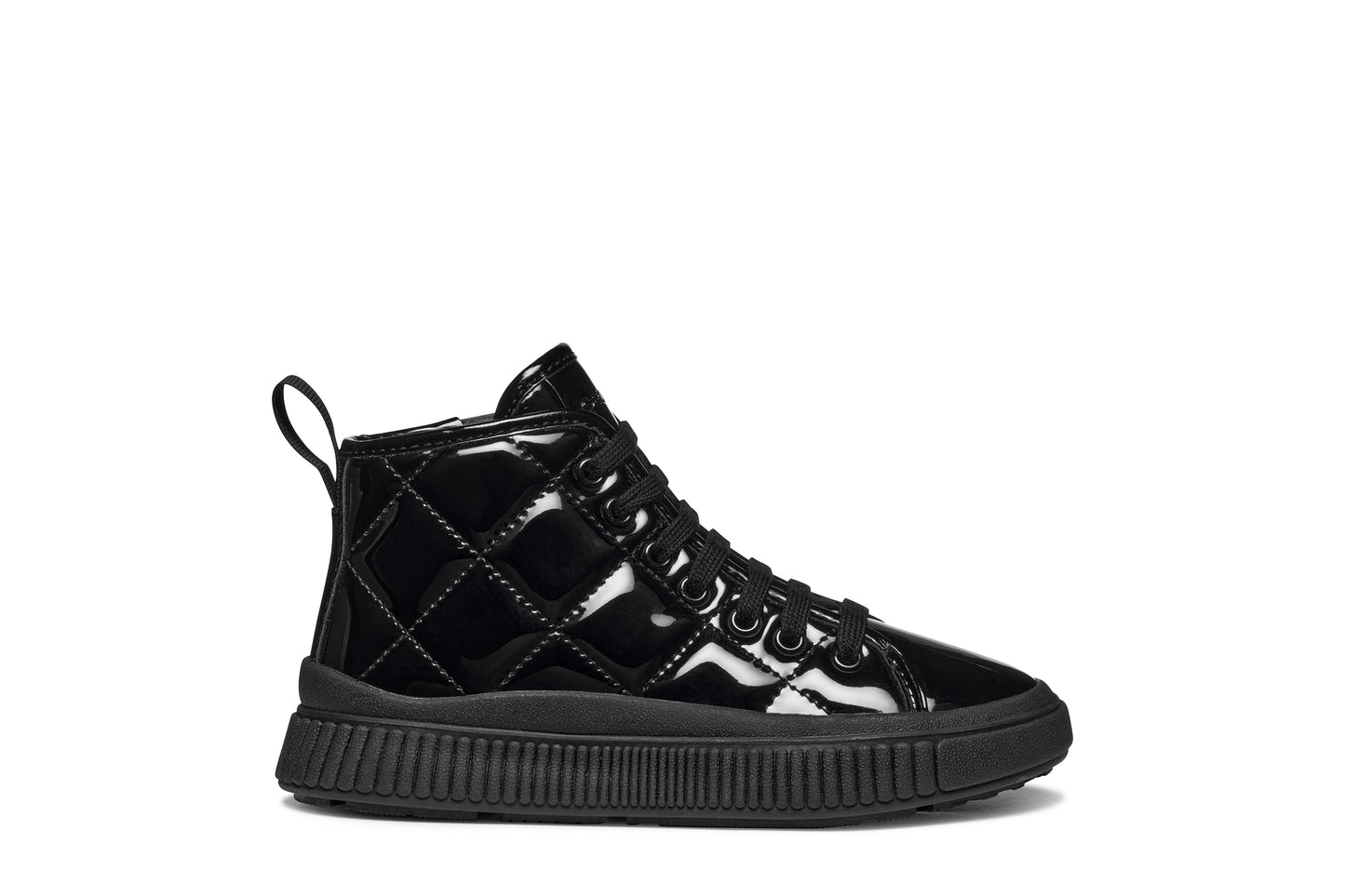 Geox Laquinny Girls Black Patent Lace Boot