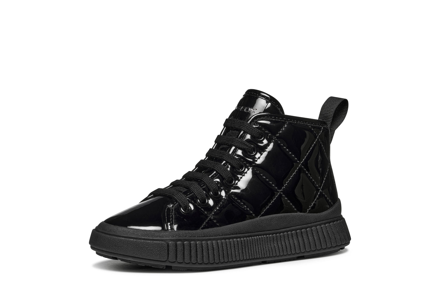 Geox Laquinny Girls Black Patent Lace Boot