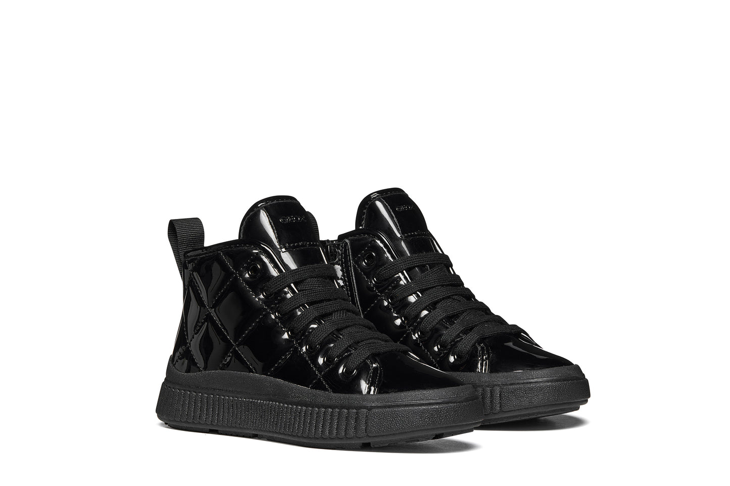 Geox Laquinny Girls Black Patent Lace Boot