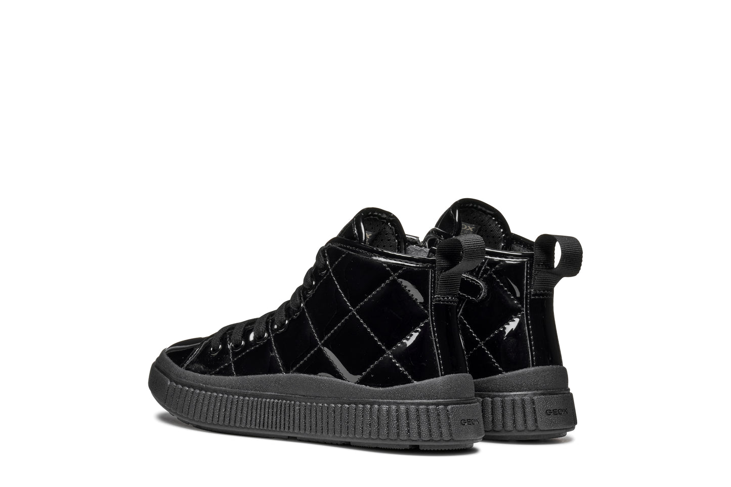 Geox Laquinny Girls Black Patent Lace Boot