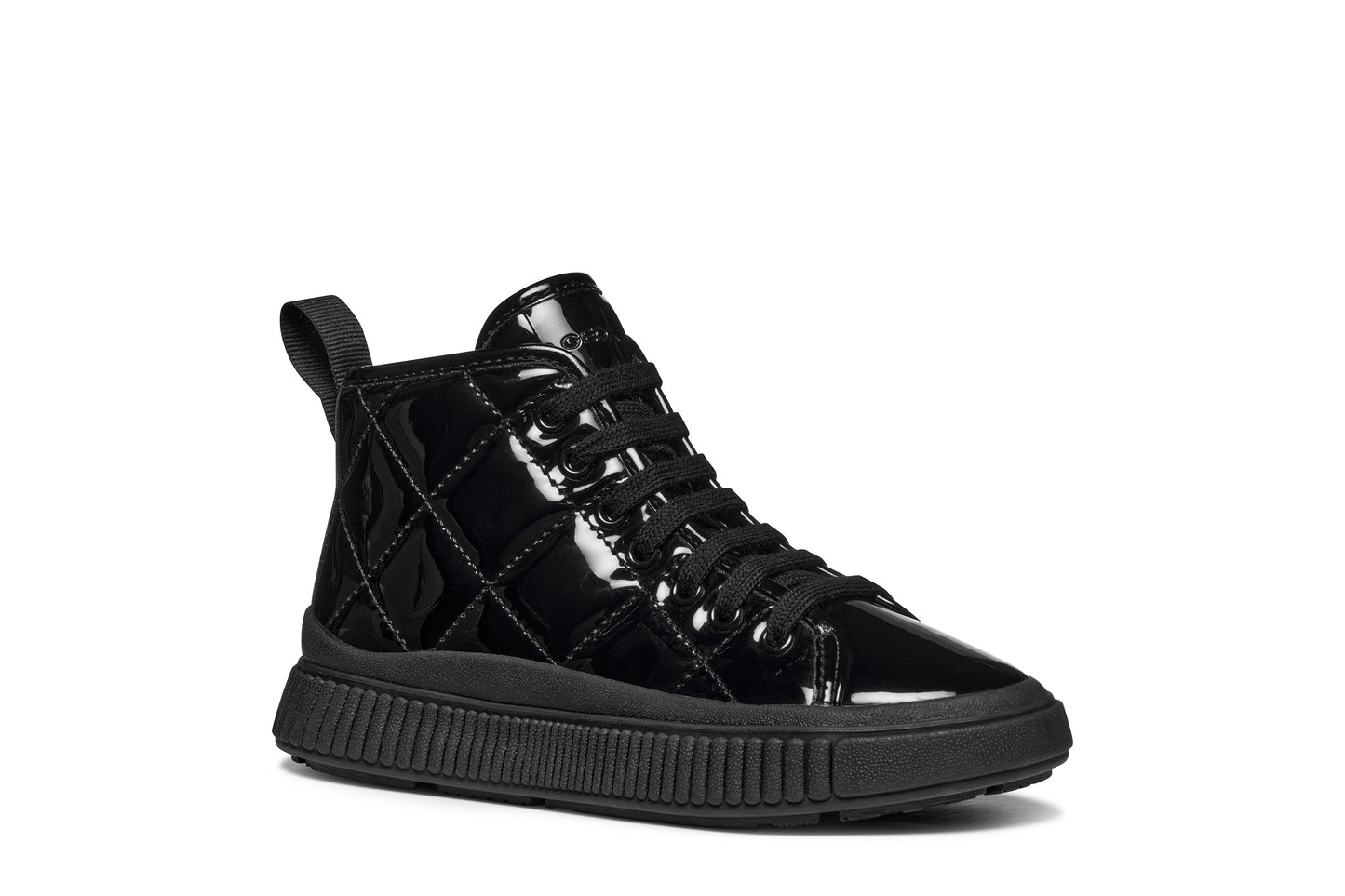Geox Laquinny Girls Black Patent Lace Boot