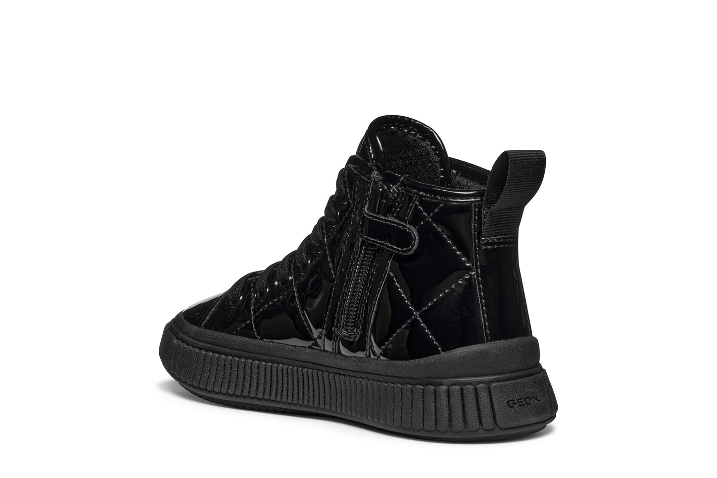 Geox Laquinny Girls Black Patent Lace Boot