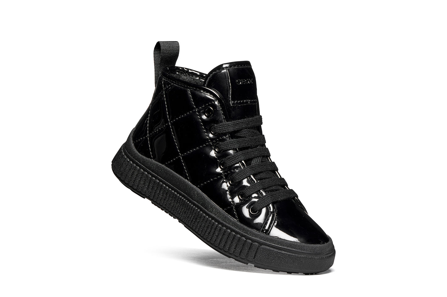 Geox Laquinny Girls Black Patent Lace Boot