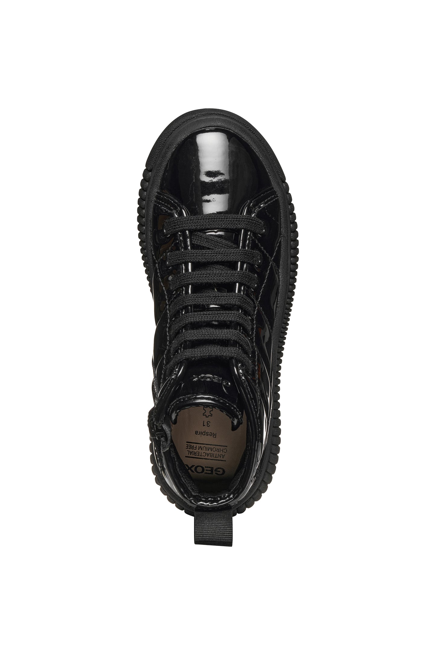 Geox Laquinny Girls Black Patent Lace Boot