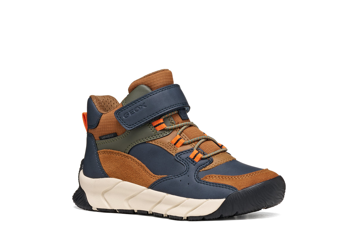 Geox Flexyper Boys Brown Navy Waterproof Boot
