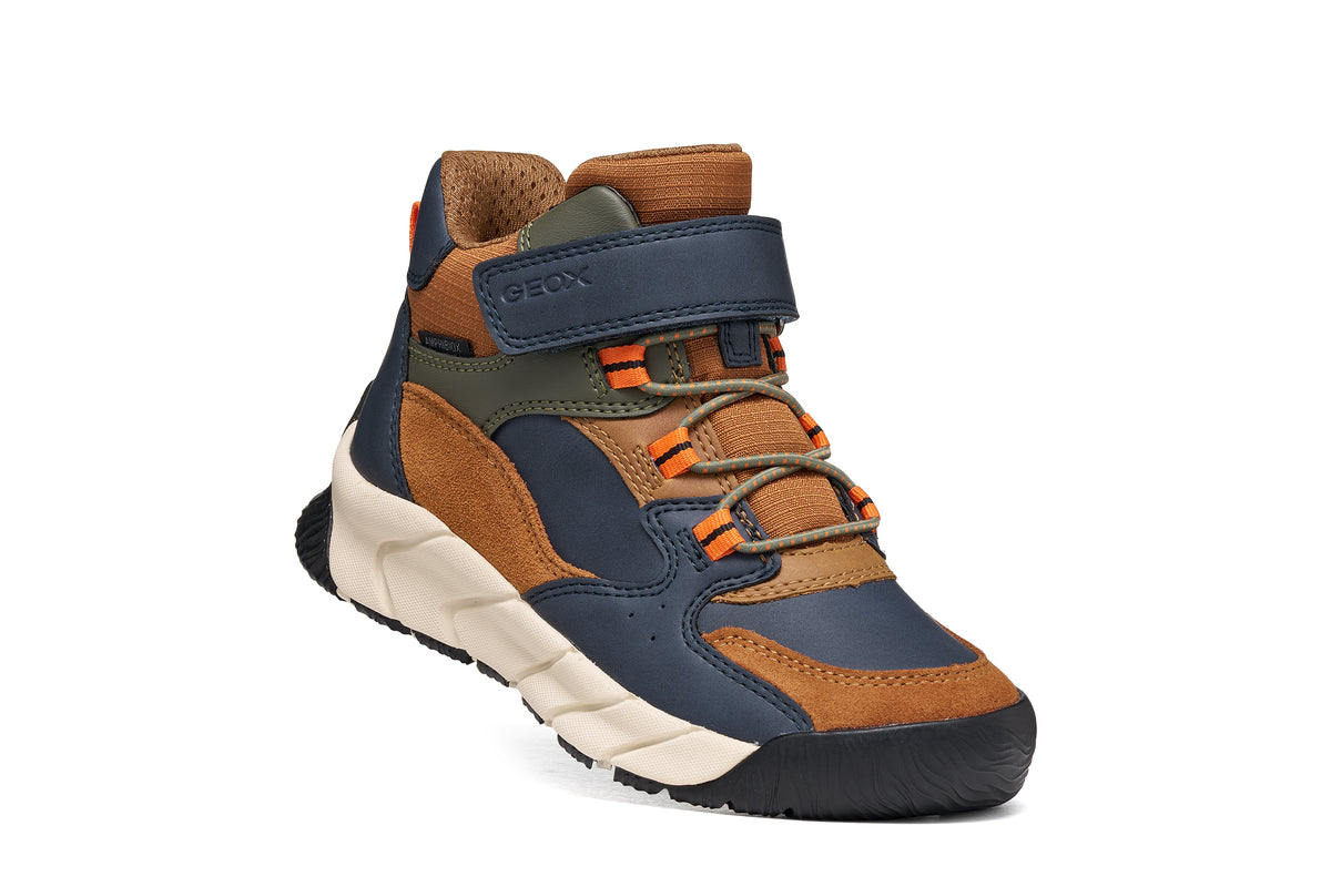 Geox Flexyper Boys Brown Navy Waterproof Boot