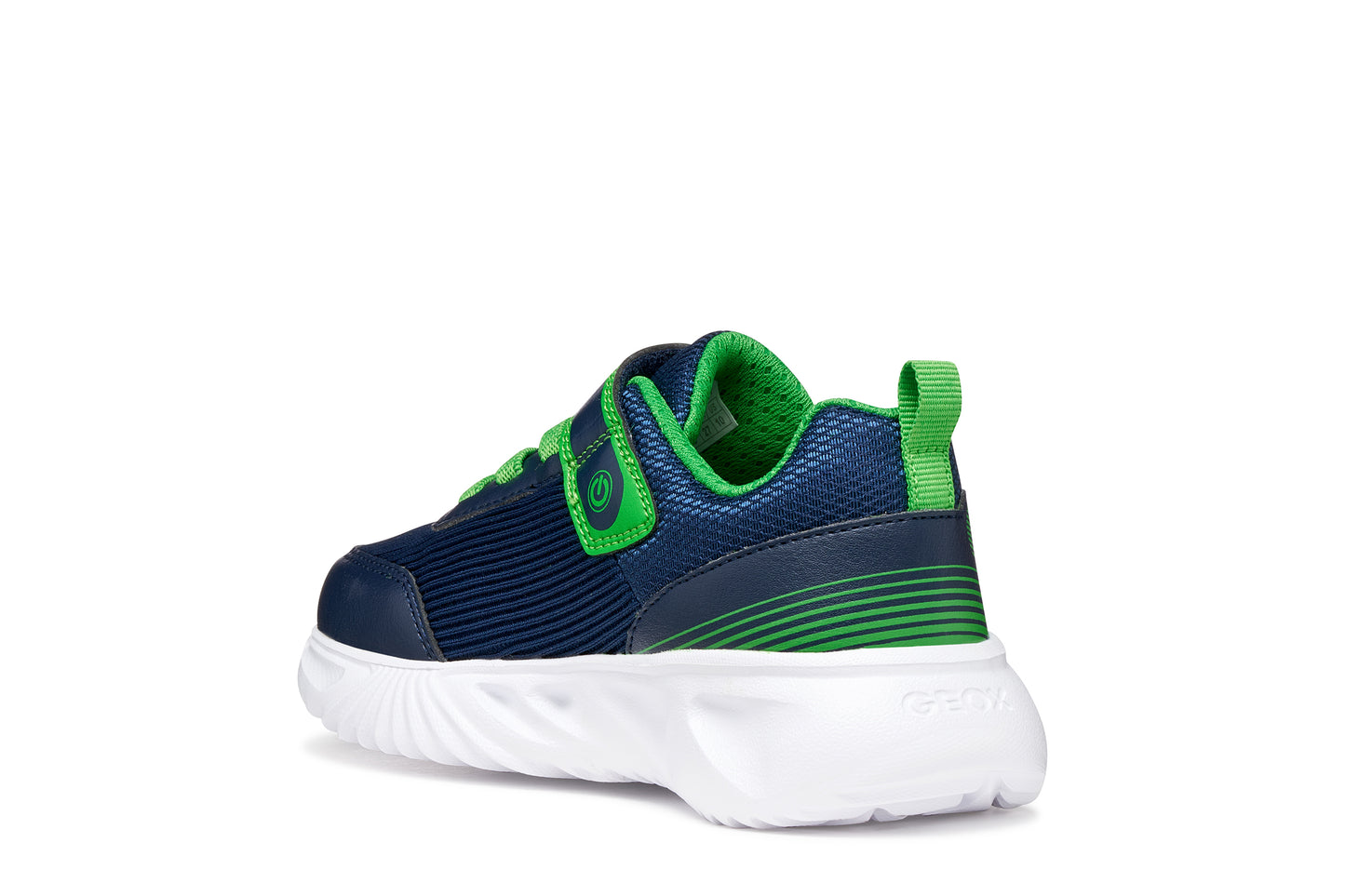 Geox Assister Boys Navy Green Lights Trainer