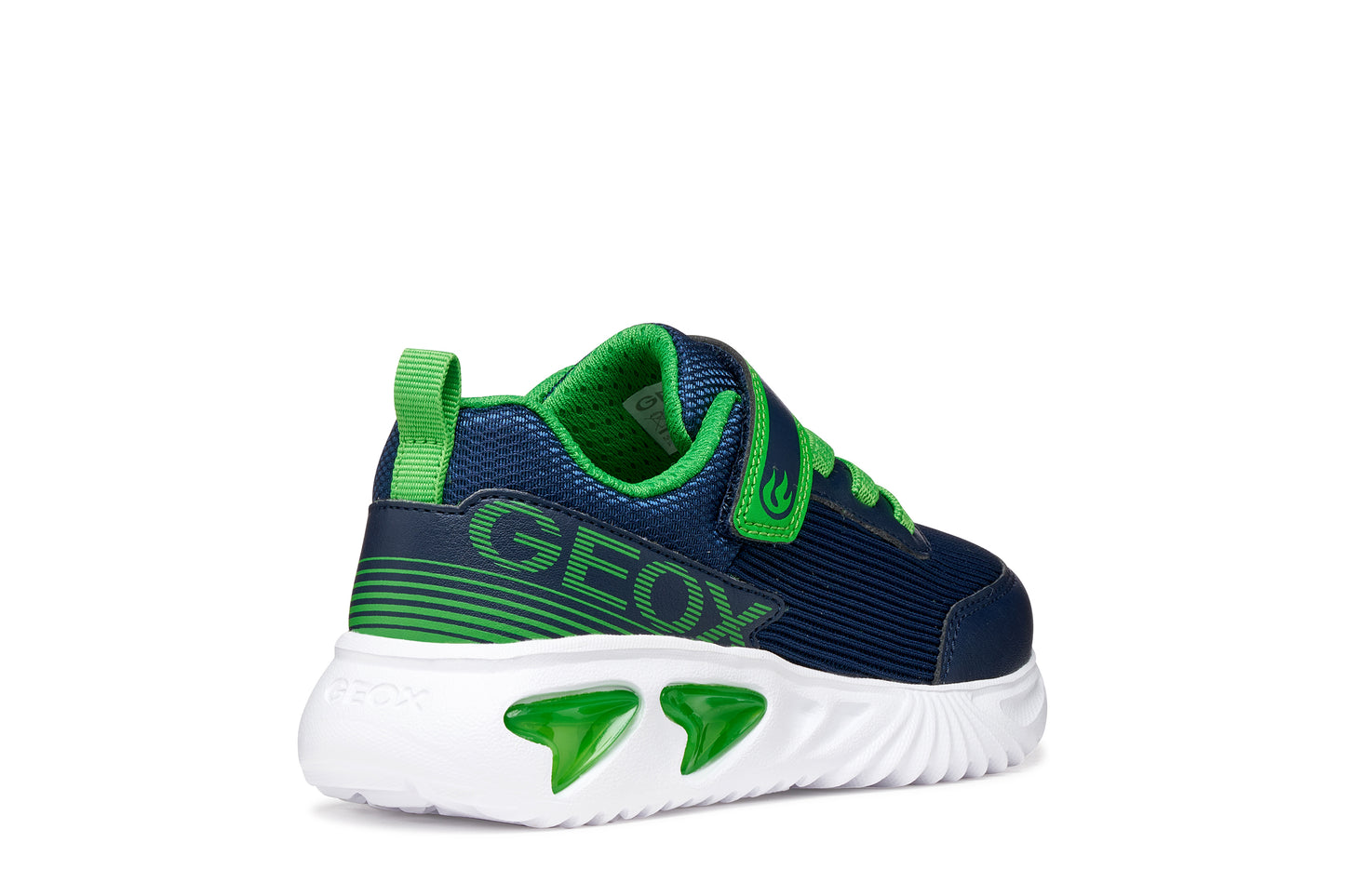 Geox Assister Boys Navy Green Lights Trainer