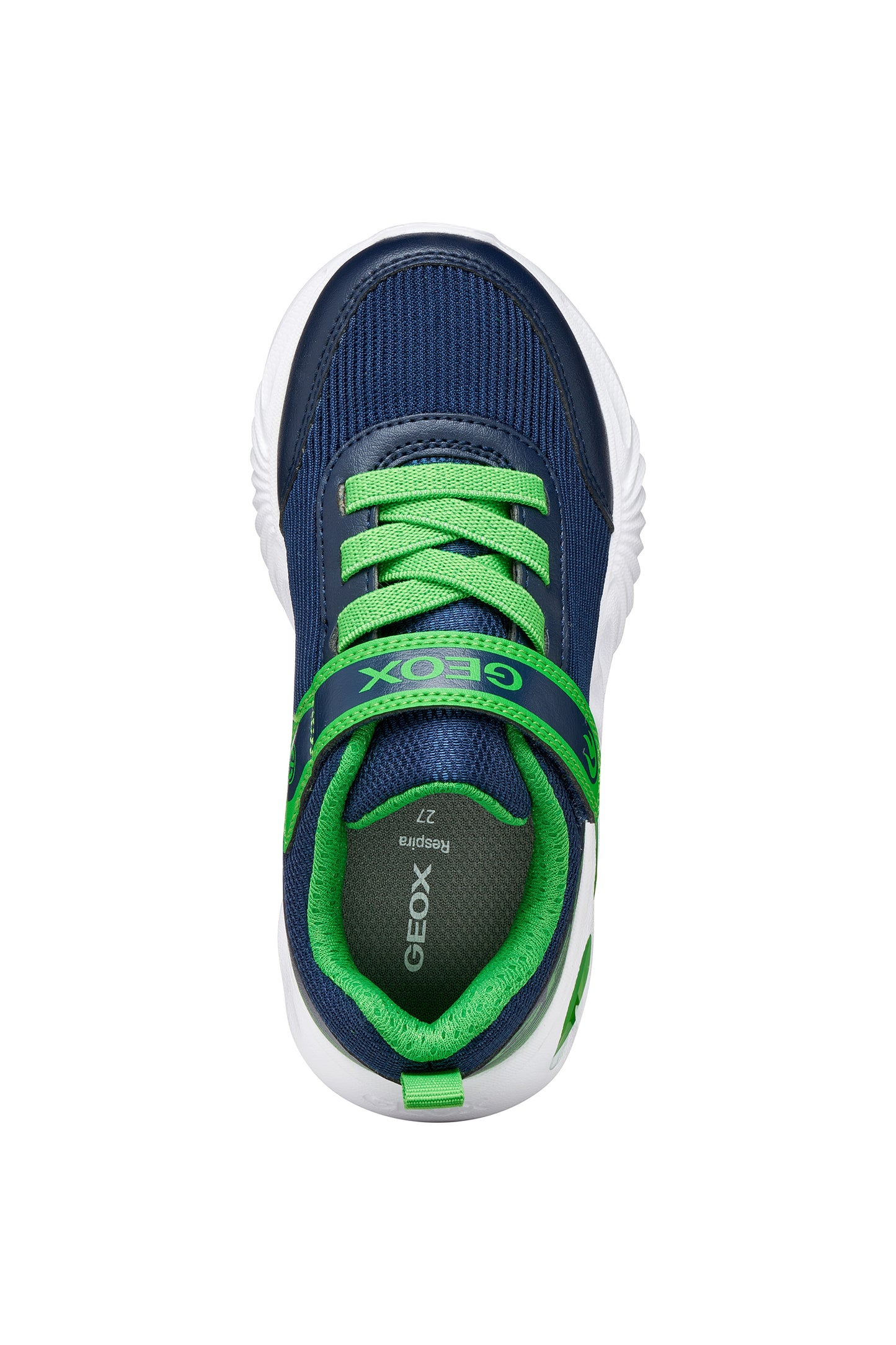 Geox Assister Boys Navy Green Lights Trainer