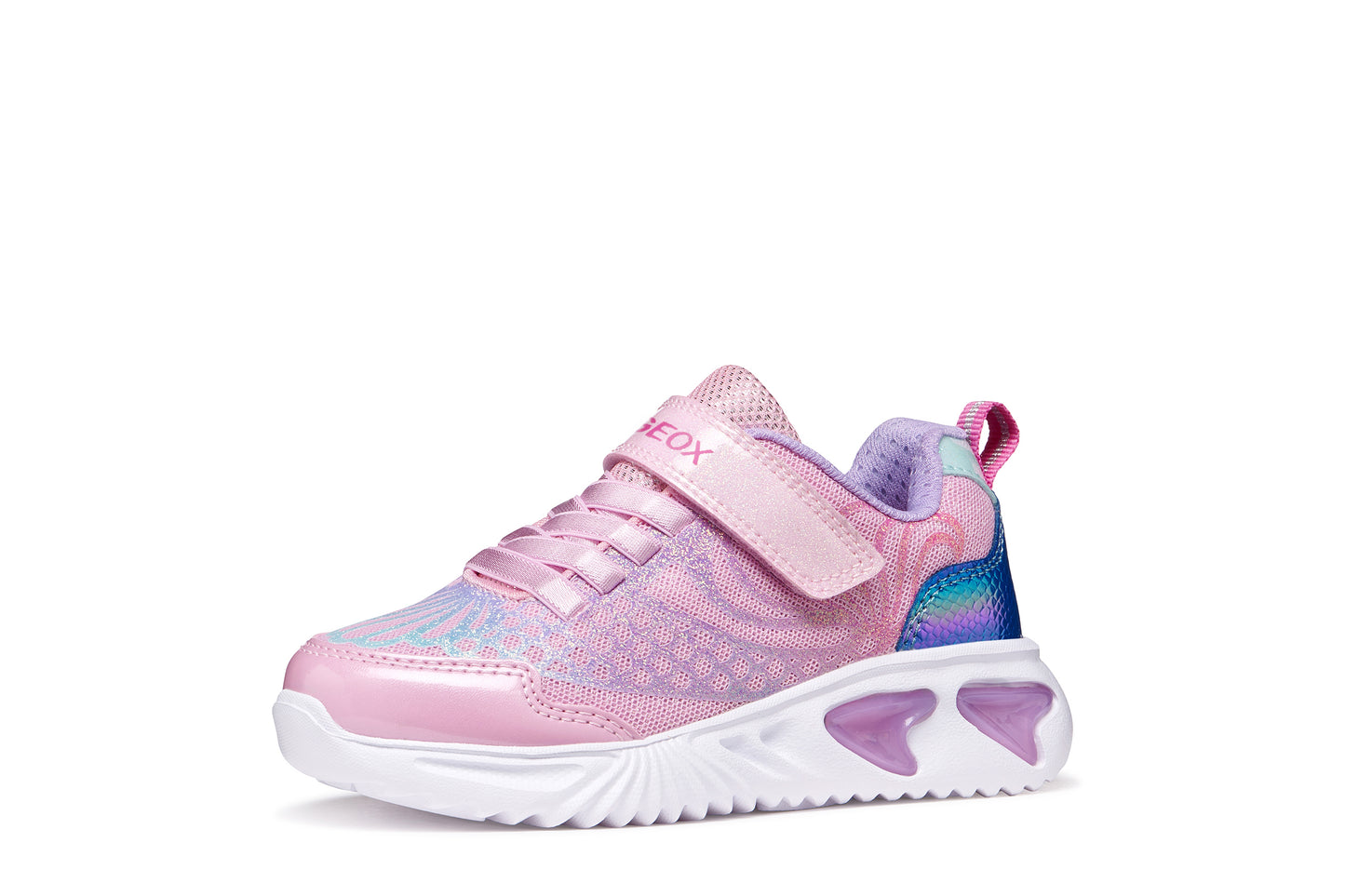Geox Assister Girls Pink Lilac Lights Trainer