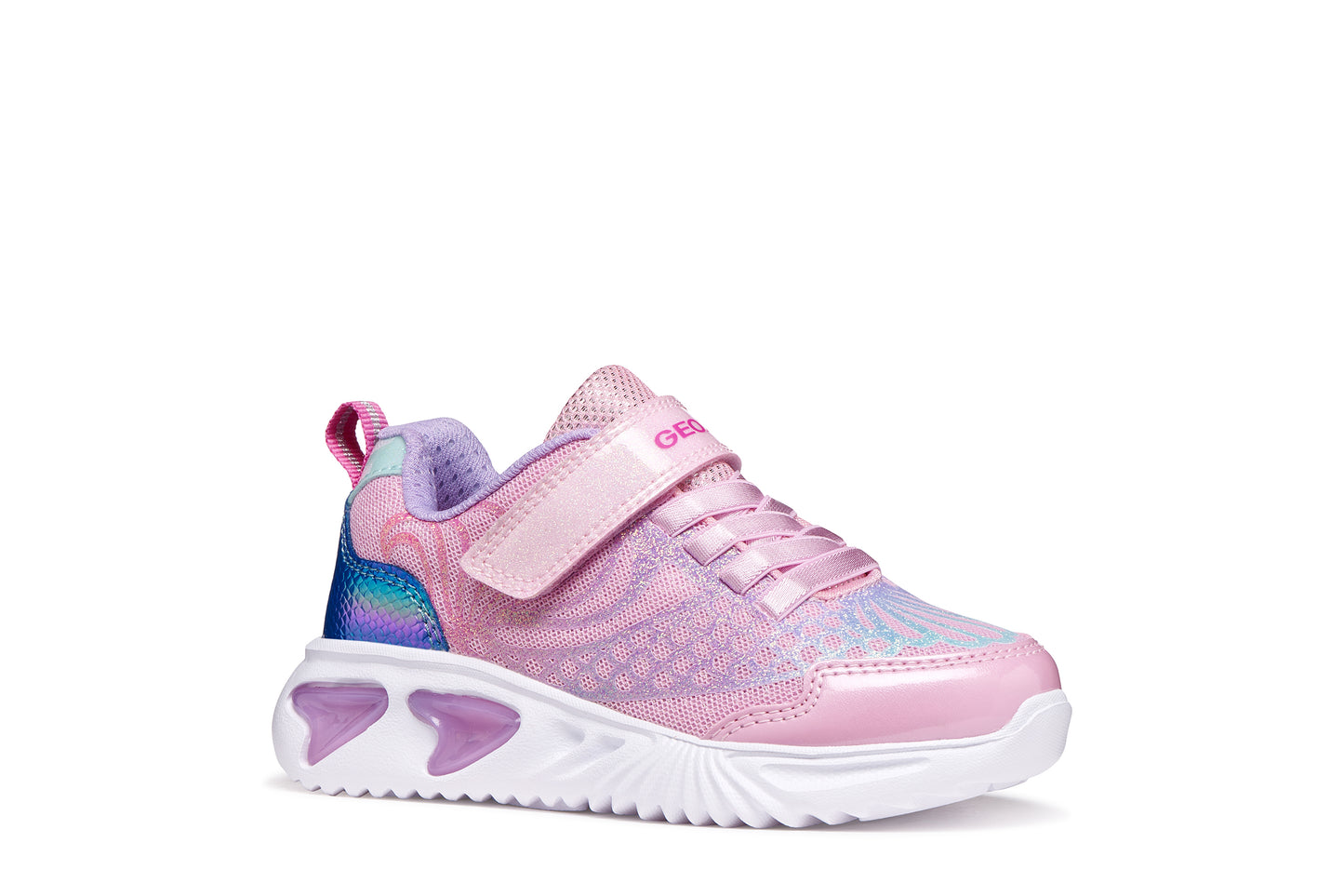 Geox Assister Girls Pink Lilac Lights Trainer
