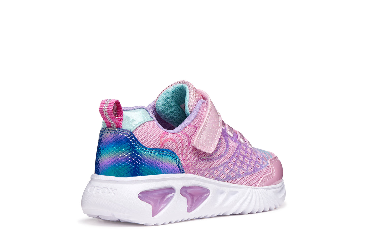 Geox Assister Girls Pink Lilac Lights Trainer