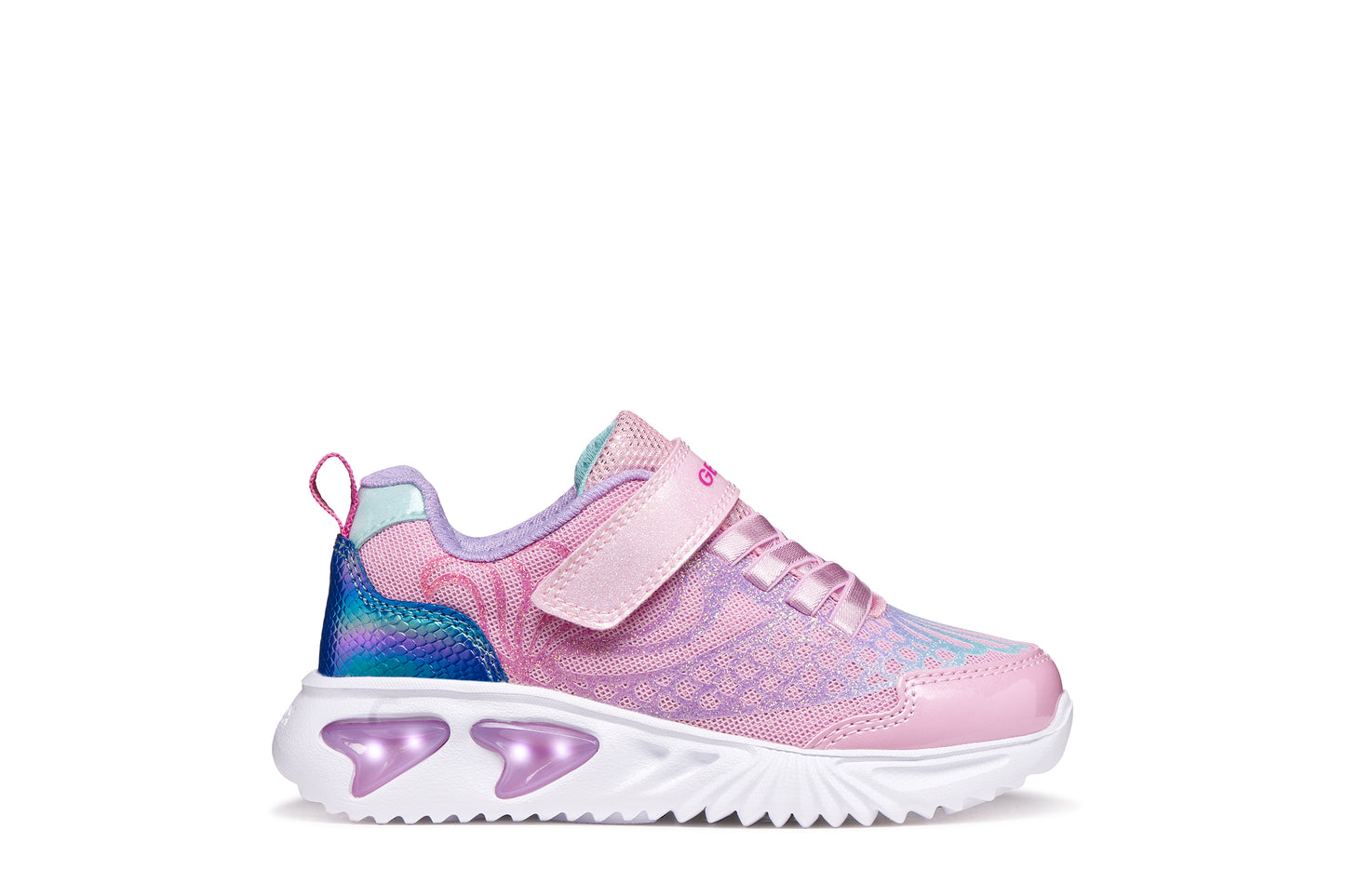 Geox Assister Girls Pink Lilac Lights Trainer