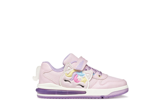 Geox Sketlite Unicorn Girls Pink Lilac Lights Trainer