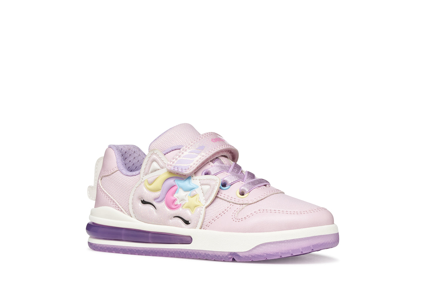 Geox Sketlite Unicorn Girls Pink Lilac Lights Trainer