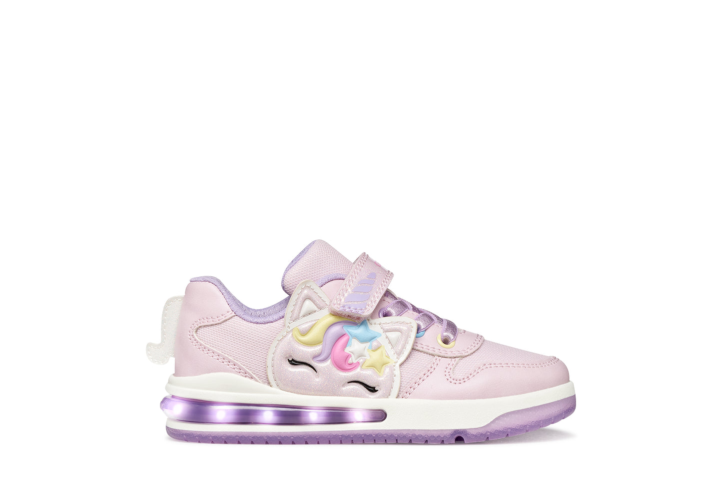 Geox Sketlite Unicorn Girls Pink Lilac Lights Trainer