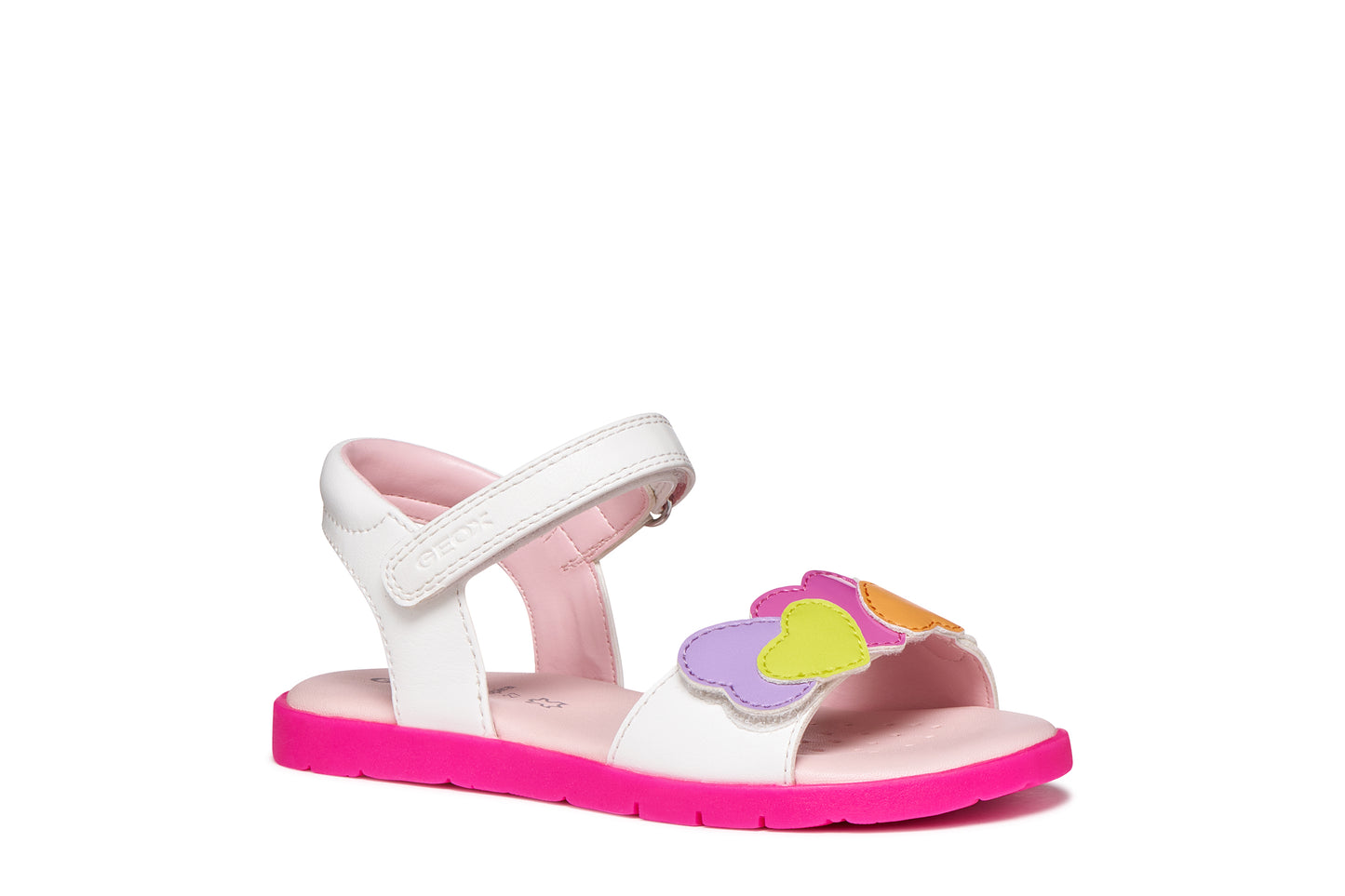 Geox Joyfoot Girls White Multicolour Heart Sandal