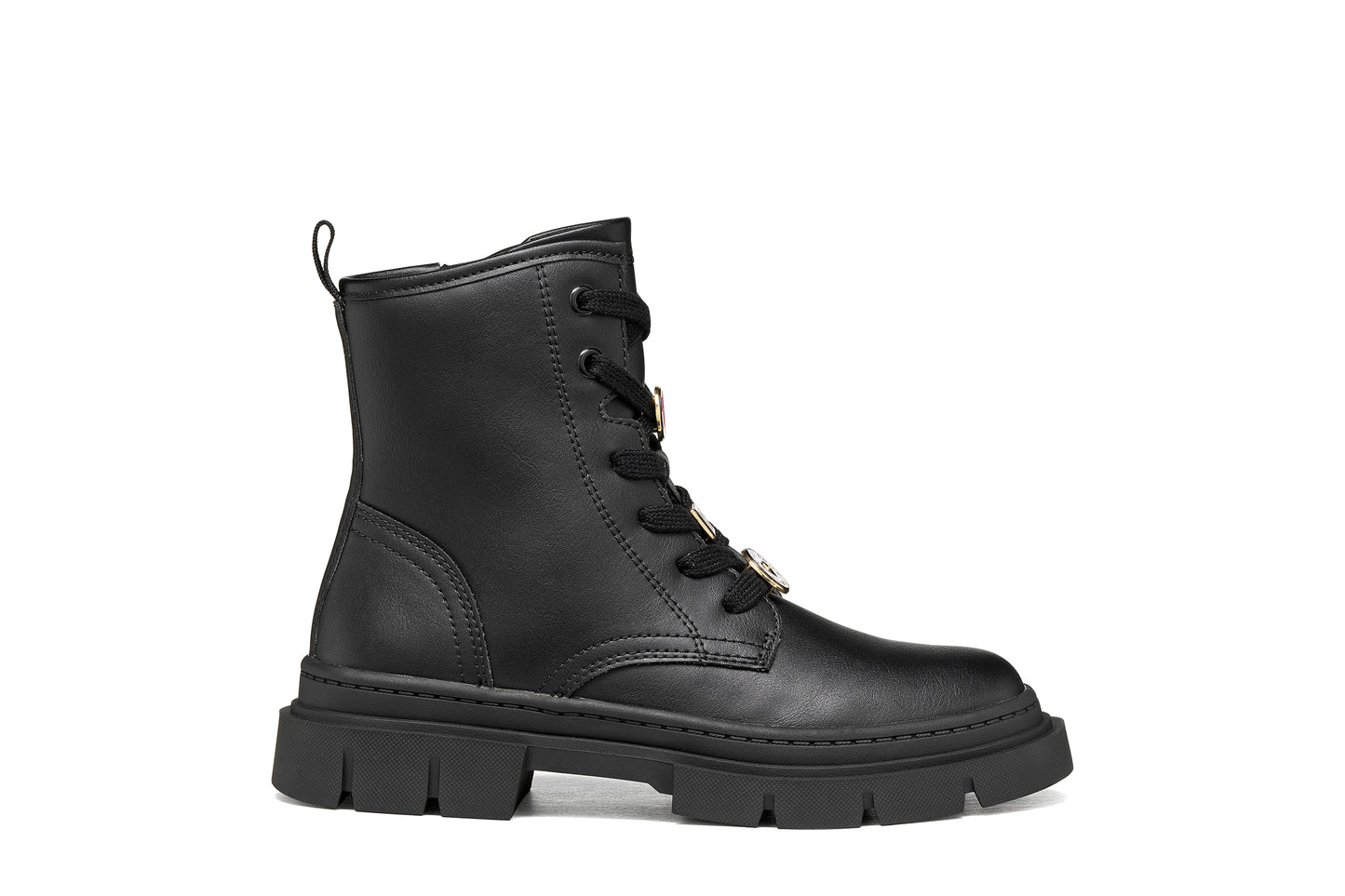 Geox Karsyn Girls Black Charm Biker Boot