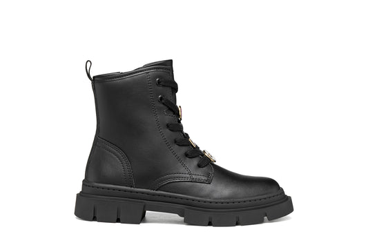Geox Karsyn Girls Black Charm Biker Boot