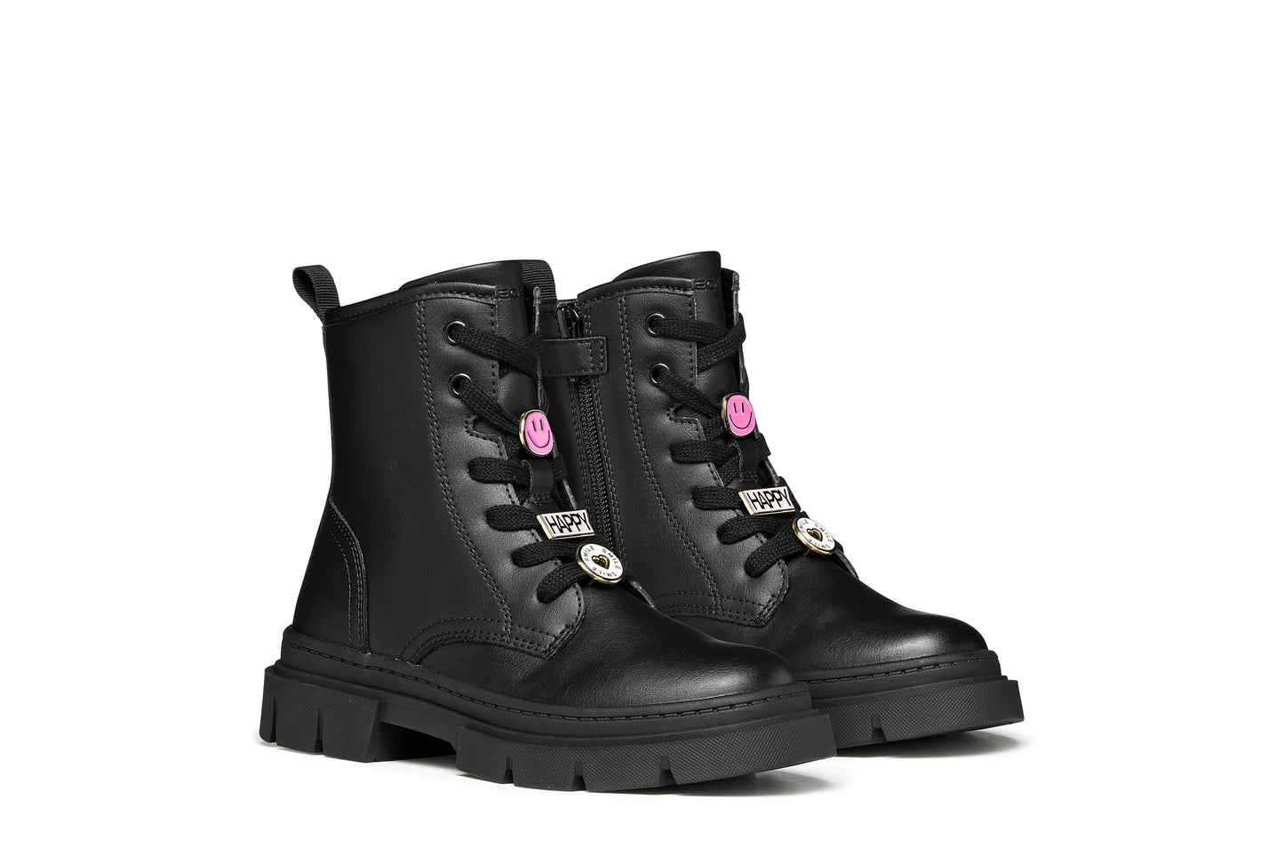 Geox Karsyn Girls Black Charm Biker Boot