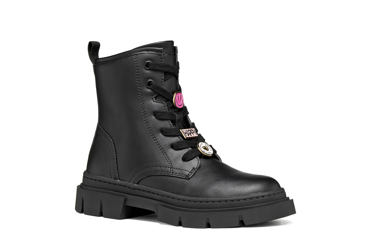 Geox Karsyn Girls Black Charm Biker Boot