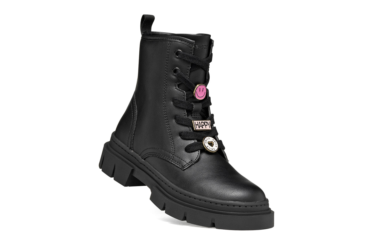 Geox Karsyn Girls Black Charm Biker Boot