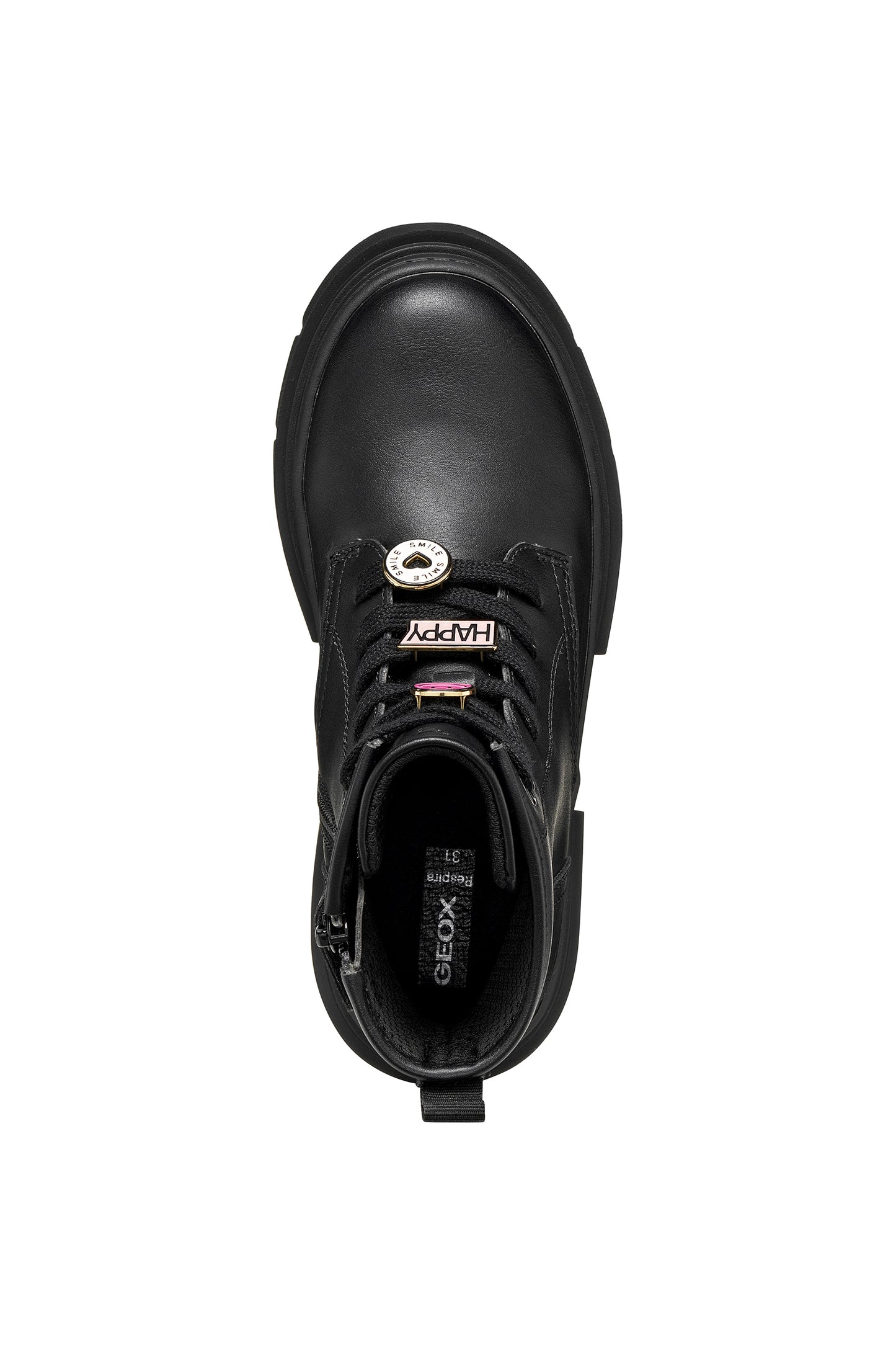 Geox Karsyn Girls Black Charm Biker Boot
