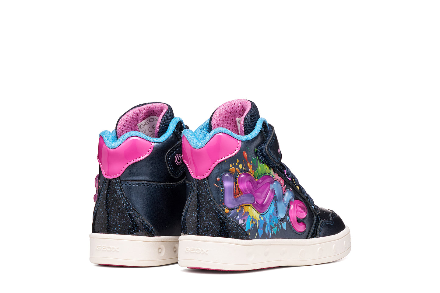 Geox Skylin Love Girls Navy Multicolour Light Up Boot