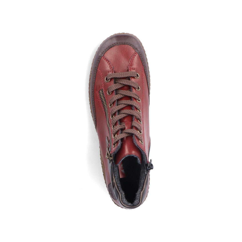 Rieker L750035 Womens Burgundy Lace Up Ankle Boot