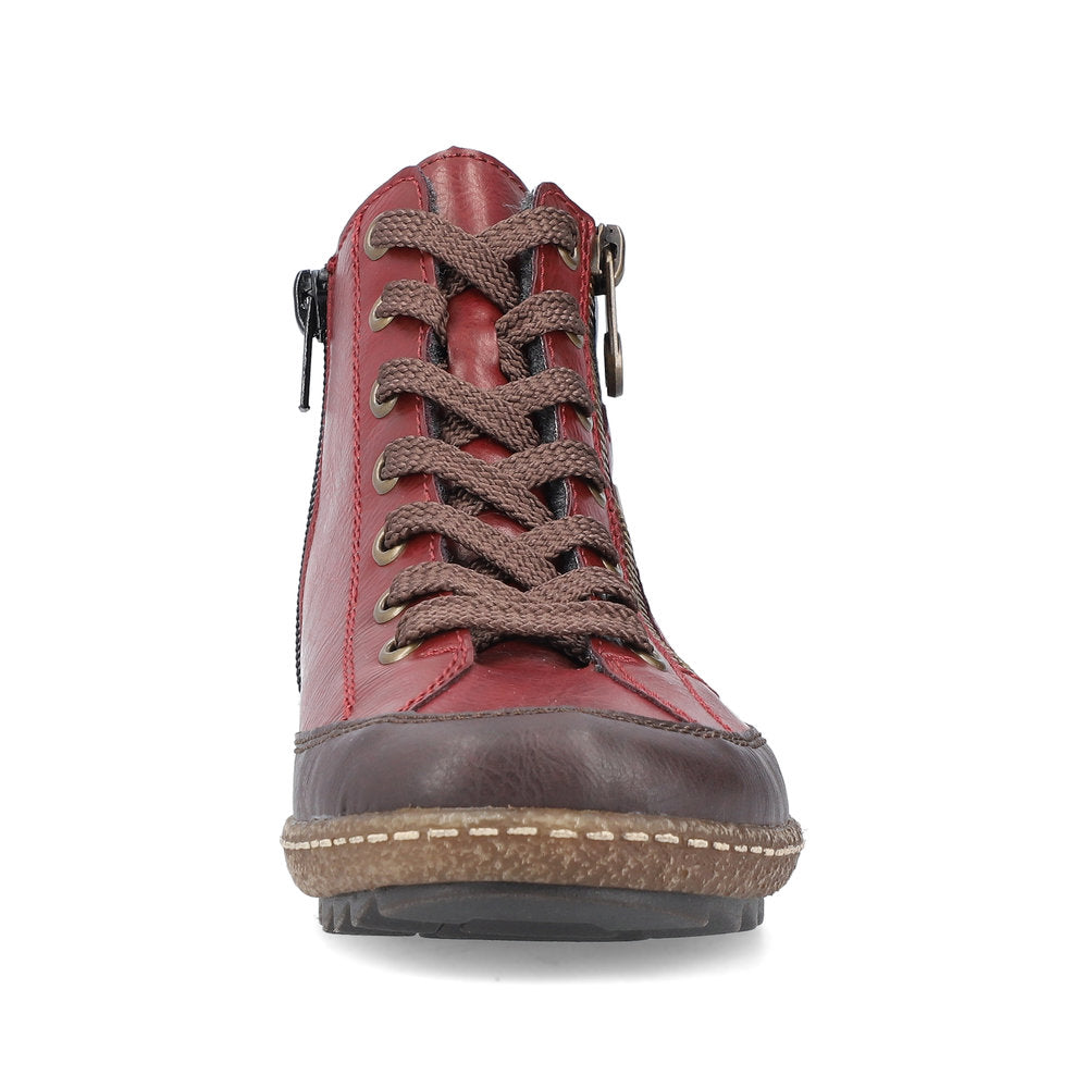 Rieker L750035 Womens Burgundy Lace Up Ankle Boot