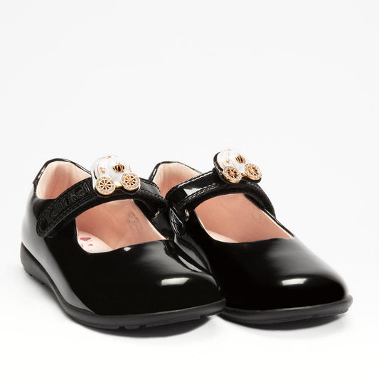 Lelli Kelly Ella Princess Carriage Girls Black Patent School Shoe G Width