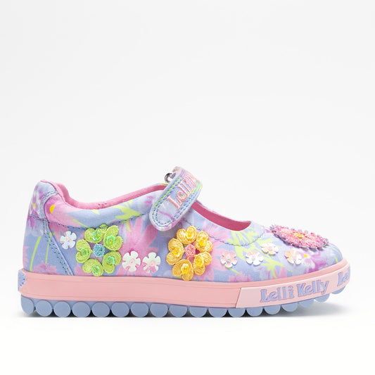 Lelli Kelly Eloise Girls Lilac Embroidered Canvas Shoe