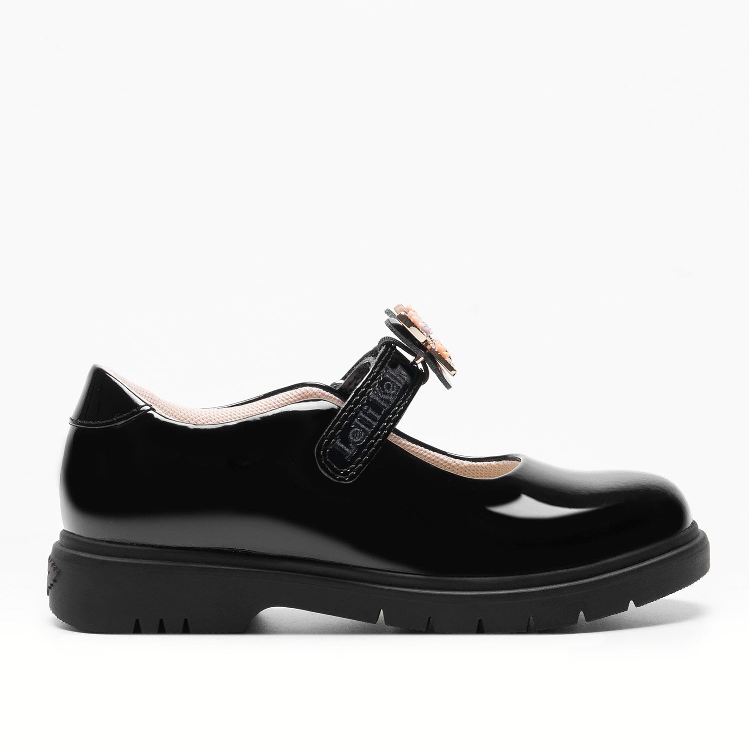 Lelli Kelly Lucy Butterfly Girls Black Patent School Shoe Ogam Igam