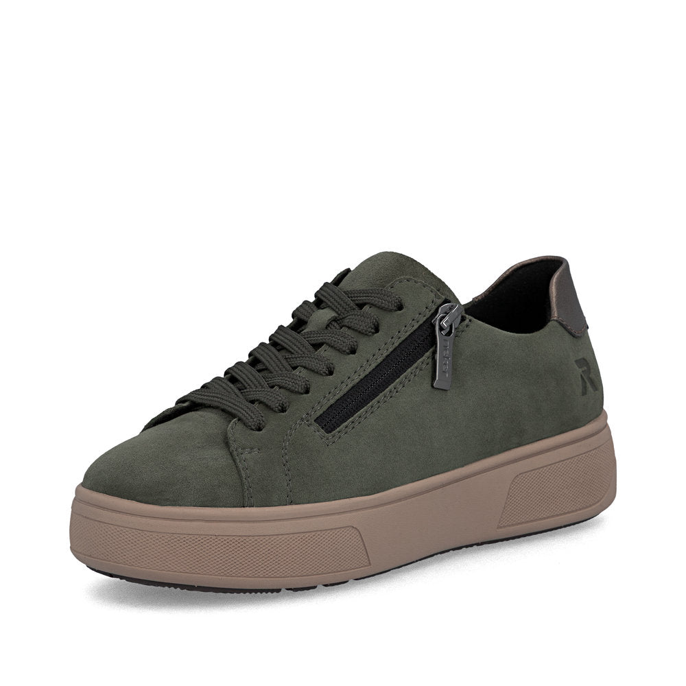 Rieker M770155 Womens Green Gum Platform Trainer