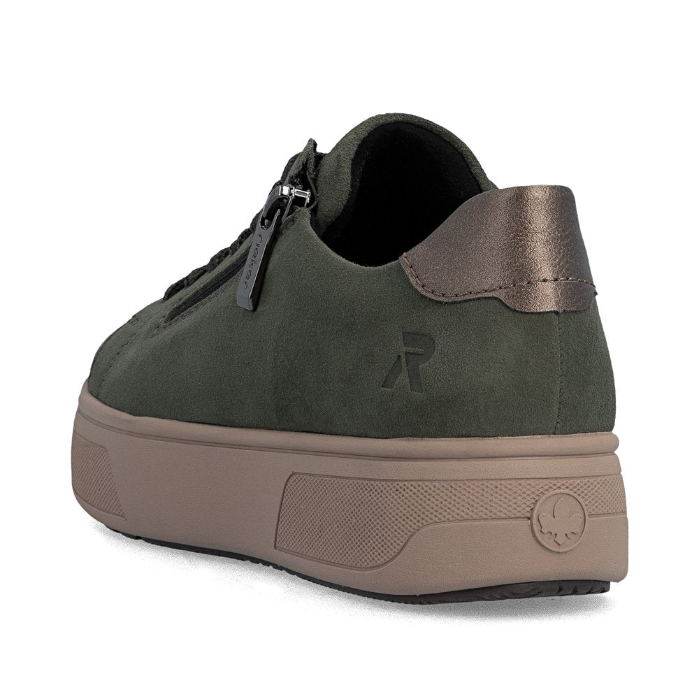 Rieker M770155 Womens Green Gum Platform Trainer