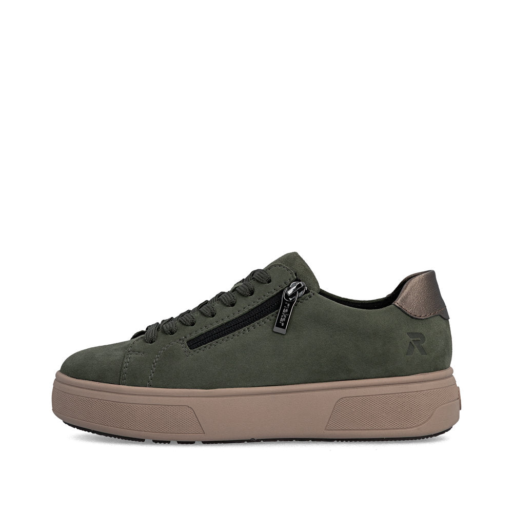 Rieker M770155 Womens Green Gum Platform Trainer