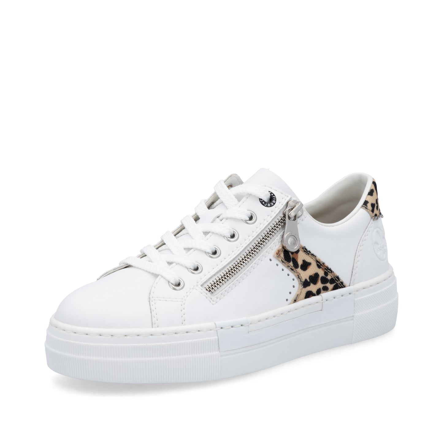 Rieker N492481 Womens White Leopard Print Trainer