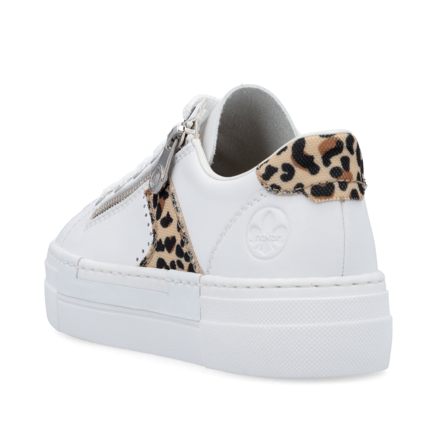 Rieker N492481 Womens White Leopard Print Trainer