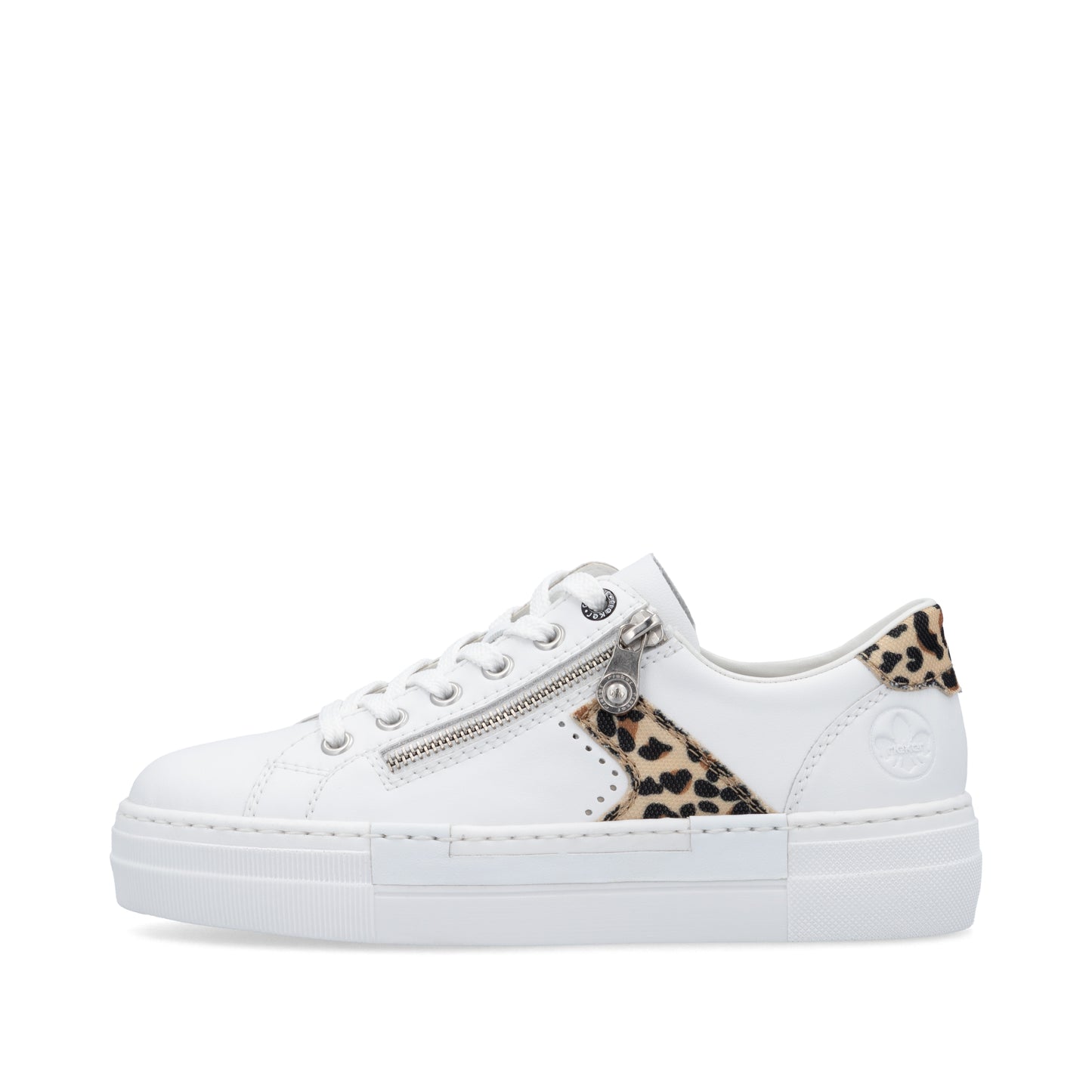Rieker N492481 Womens White Leopard Print Trainer