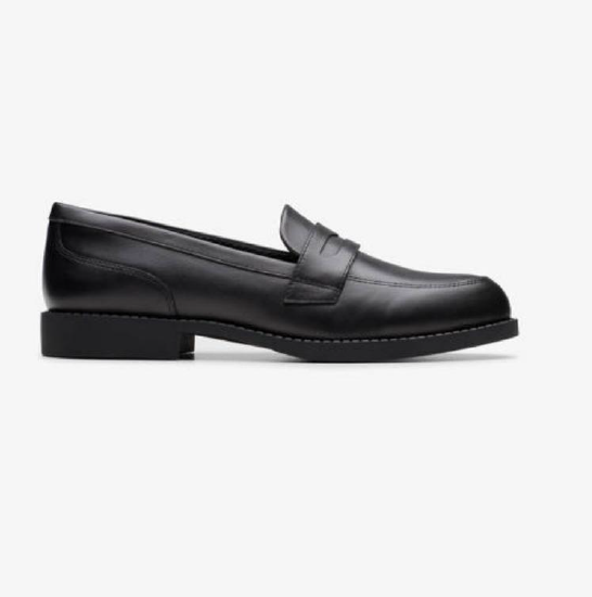 Clarks Tapa Edge Girls Black Loafer School Shoe