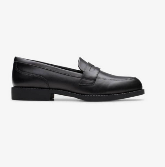 Clarks Tapa Edge Girls Black Loafer School Shoe