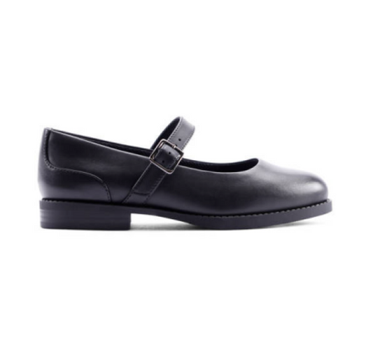 Clarks Tapa Skip Girls Black Mary Jane Buckle School Shoe
