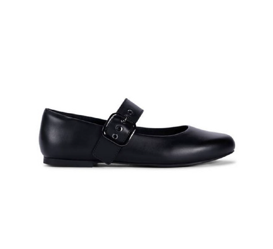 Clarks Porto Tap Girls Black Ballet Buckle School Shoe