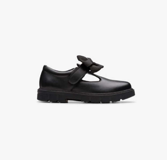 Clarks Lorcam Hope Girls Black T-Bar Chunky School Shoe